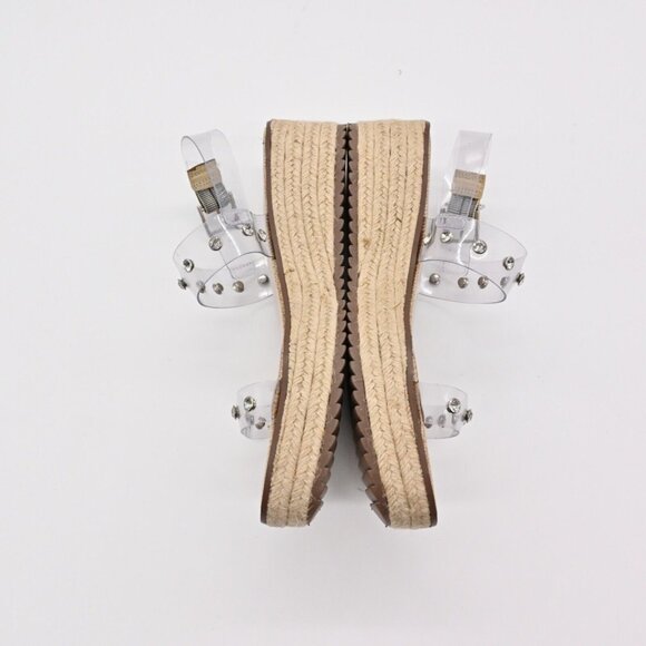 SCHUTZ Cristiane Espadrille Platform Wedge Sandals Womens Sz 7 Clear Rhinestone - Picture 8 of 10